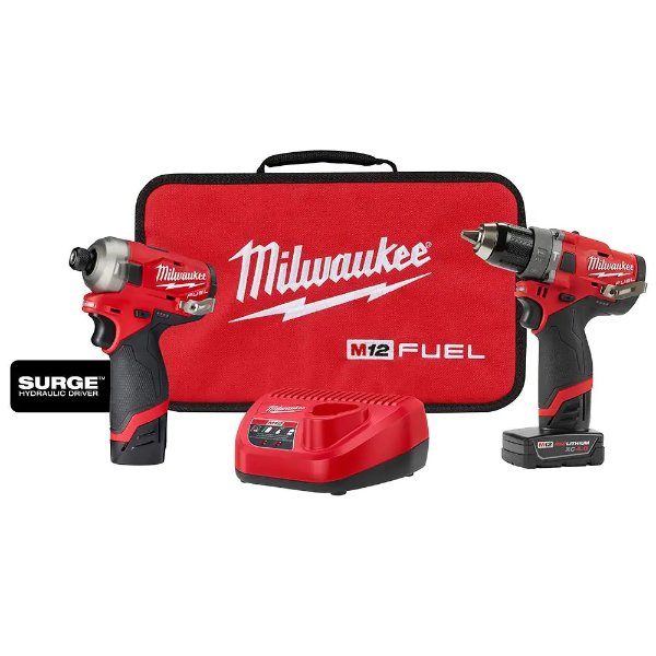 M12 FUEL 12-Volt Lithium-Ion Brushless Cordless Surge Impact and Drill Combo Kit (2-Tool) with 2 Batteries and Bag