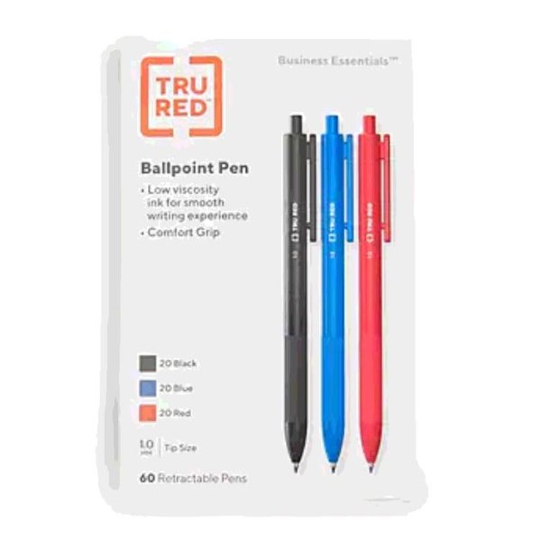 TRU RED™ Ballpoint Gripped Retractable Pens, Medium Point, 1.0mm