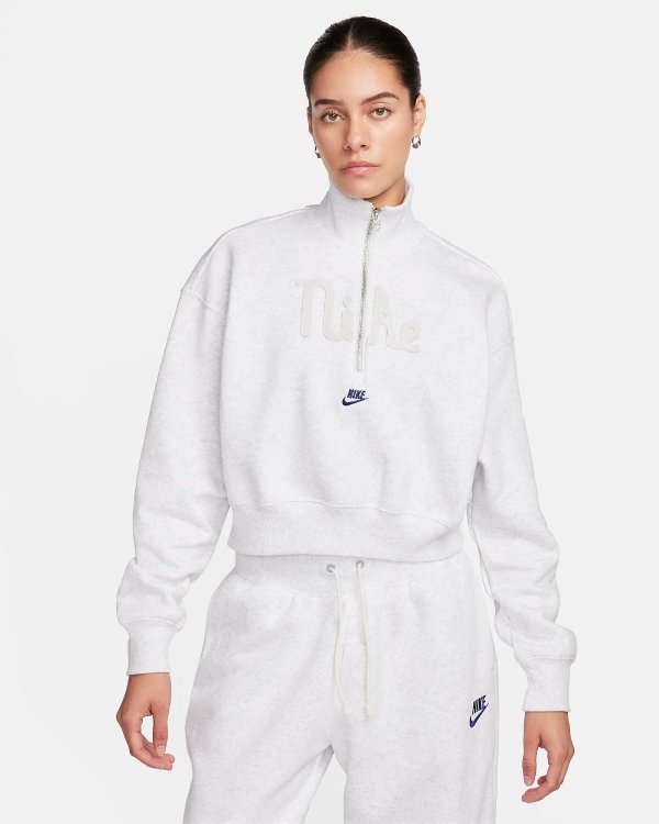 Sportswear Women's Oversized 1/2-Zip Crop Fleece Sweatshirt..com
