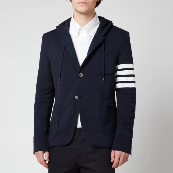 Men's Engineered Four-Bar Stripe Hooded Sport Coat - Navy
