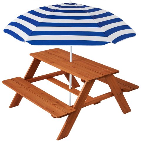 木制儿童户外桌椅套装+遮阳伞