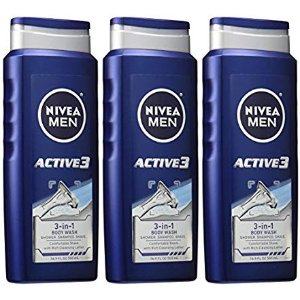NIVEA Men Active3 3-in-1 Body Wash 16.9 Fluid Ounce (Pack of 3)