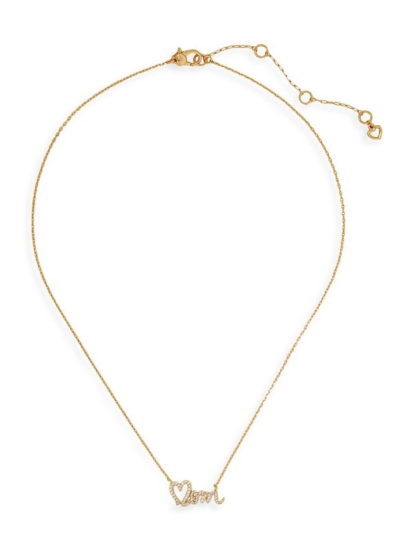 Goldtone & Cubic Zirconia "Mom" Pendant Necklace