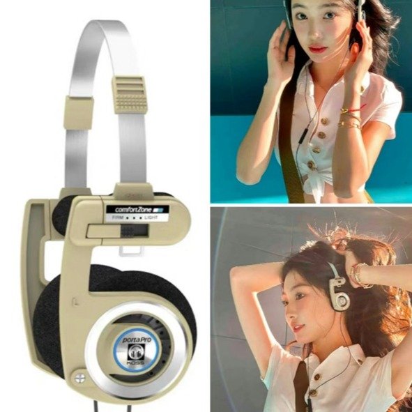 Porta Pro Limited Edition Rhythm Beige Headphones with Microphone, Volume Control, and Remote
