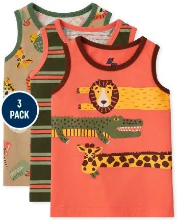 Toddler Boys Mix And Match Sleeveless Animal Tank Top 3-Pack | The Children's Place - MULTI CLR