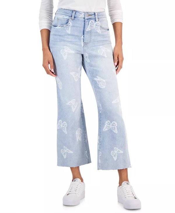Juniors' High-Rise Cropped Flare-Leg Jeans