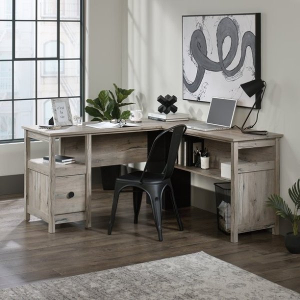 Linden Market L-Shaped Desk, Split Oak Finish