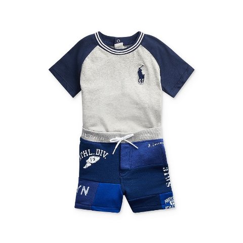 Ralph LaurenBoys  Tee & Patchwork Shorts Set - Baby