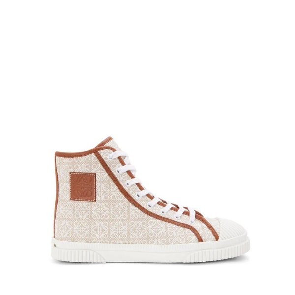 Anagram high top sneaker in canvas Natural/White - LOEWE
