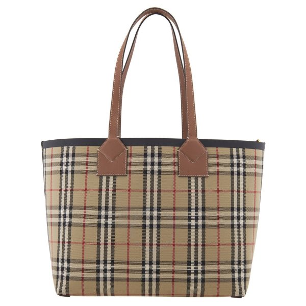 Ladies Medium London Check-Pattern Tote Bag