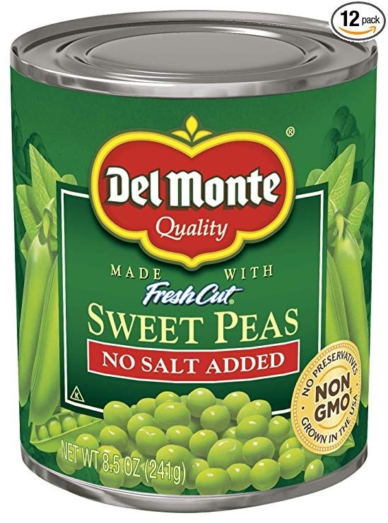 Canned Fresh Cut Sweet Peas, No Salt Added, 8.5-Ounce Cans (Pack of 12)
