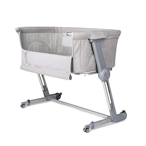Hug Me Plus, Bedside Sleeper, Baby Bassinet, Portable Crib Includes Travel Bag, 1.2" Firm Mattress, Breathable Sheet and 7 Height Adjustable, Shadow Grey