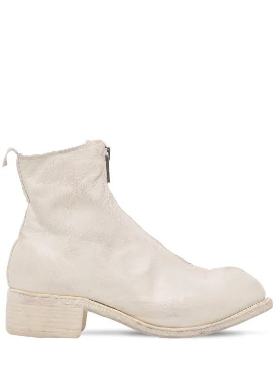 40MM PL1 ZIP-UP LEATHER ANKLE BOOTS