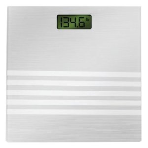 Bally Total Fitness Digital Bathroom Scale- Glass, 400lb Capacity, Large Digital LCD Display -Silver