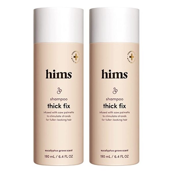 hims thick fix hair shampoo for thinning hair with saw palmetto to add volume and moisture, no parabens or sulfates, vegan and cruelty free, 2 pack, 6.4oz
