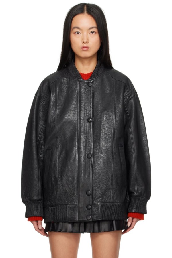 Black Varsity Leather Jacket
