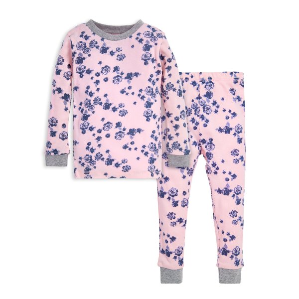 Indigo Flowers Snug Fit Organic Toddler Pajamas