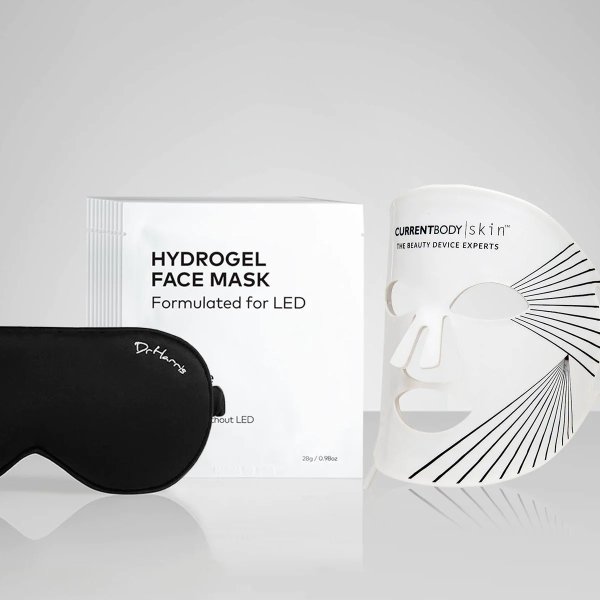 Skin LED Mask + Hydrogel Mask (10 Pack) + Dr Harris Sleep Mask