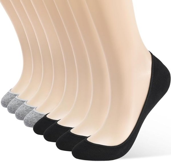 8 Pairs Ultra Low Cut Liner Socks Women's No Show Non Slip Hidden Invisible Socks for Flats Shoes Boat Summer