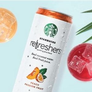 Starbucks Refreshers Peach Passion Fruit with Coconut Water 12 Ounce Cans 12 Pack