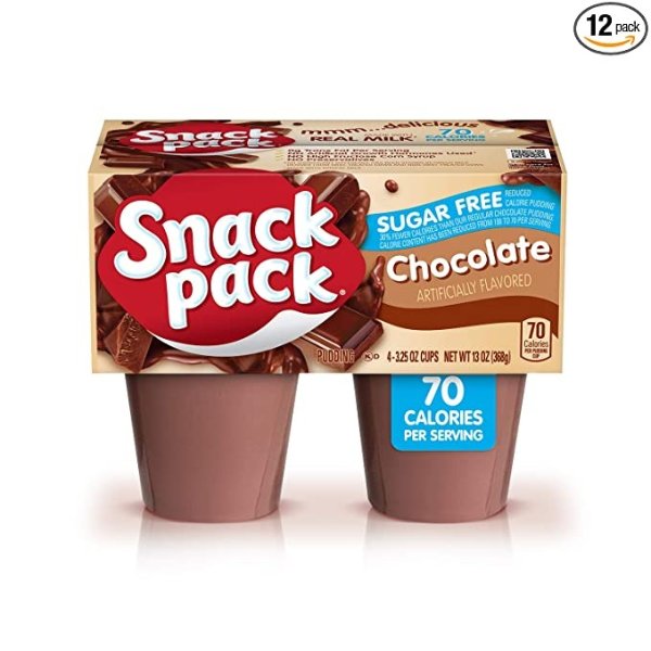 Snack Pack 无糖巧克力布丁 3.25oz 48杯