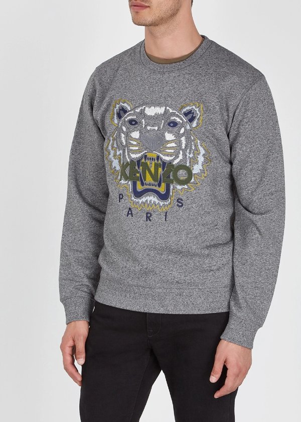 Icon tiger-embroidered cotton sweatshirt