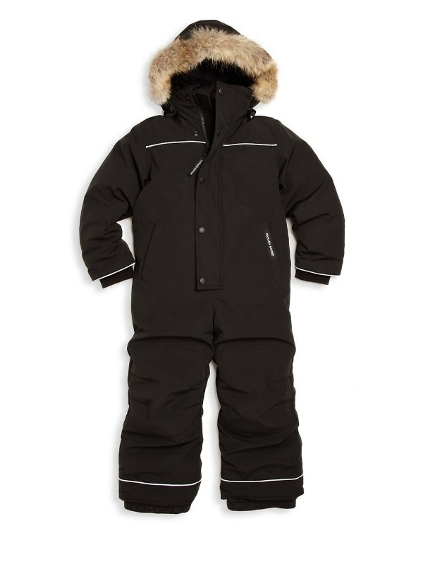 Little Boy's Grizzly Coyote Fur-Trim Down Snowsuit