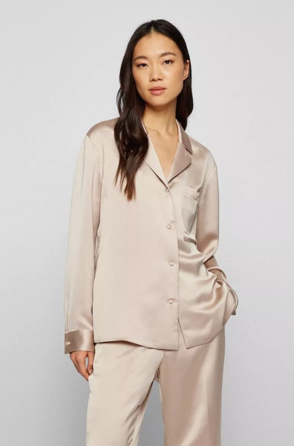 Relaxed-fit blouse in heavyweight satin