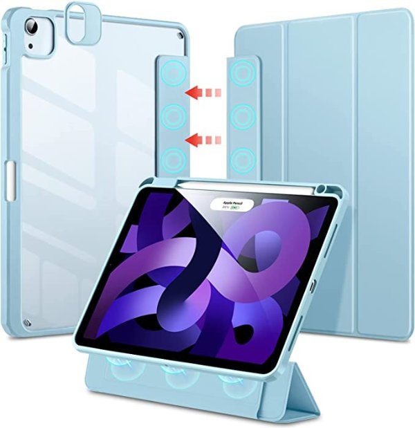 ESR Hybrid Case Compatible with iPad Air 5 Case (2022)/iPad Air 4 Case (2020)/iPad Pro 11 (3rd Gen), Pencil Holder, Detachable Magnetic Cover, Auto Sleep/Wake, Rebound Series, iPad Air 5/4 Case, Blue