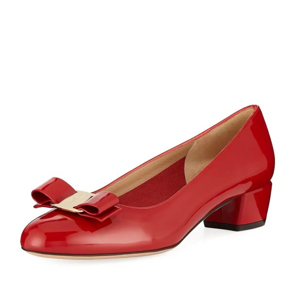Vara 1 Patent Bow Pumps, Red (Rosso)