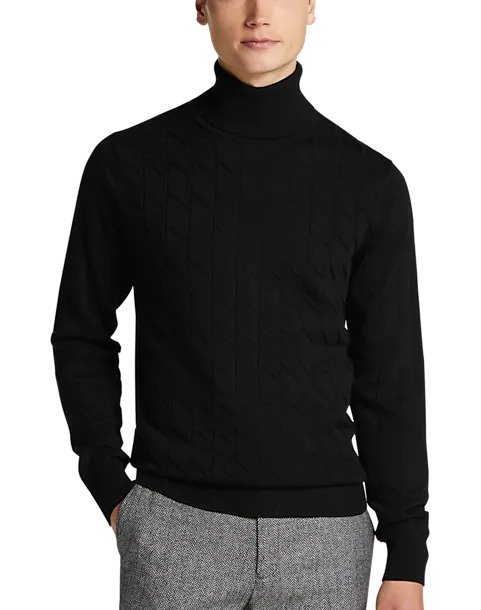 Paisley & Gray Slim Fit Twist Turtleneck, Black - Men's Sweaters | Men's Wearhouse