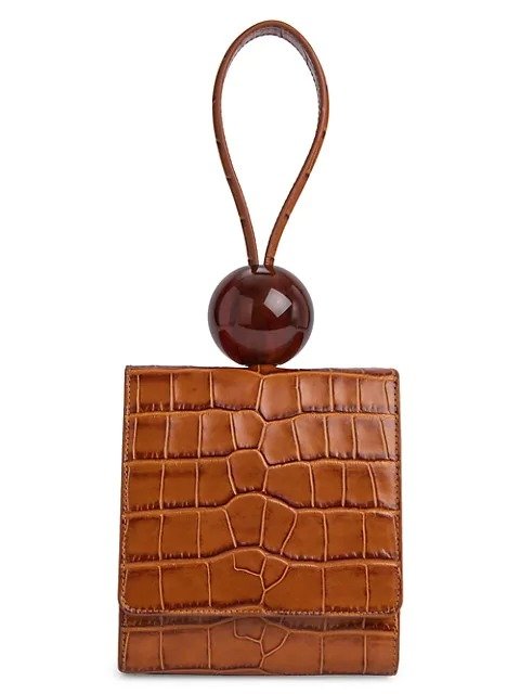 Ball Croco-Embossed Leather Top Handle Bag