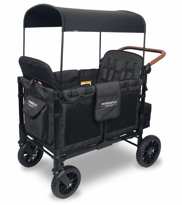 WonderFold W4 Luxe (W4S 2.0) Multifunctional Quad (4 Seater) Stroller Wagon - Volcanic Black