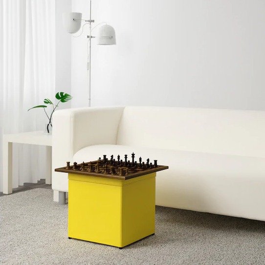 BOSNAS Ottoman with storage, Ransta yellow - IKEA