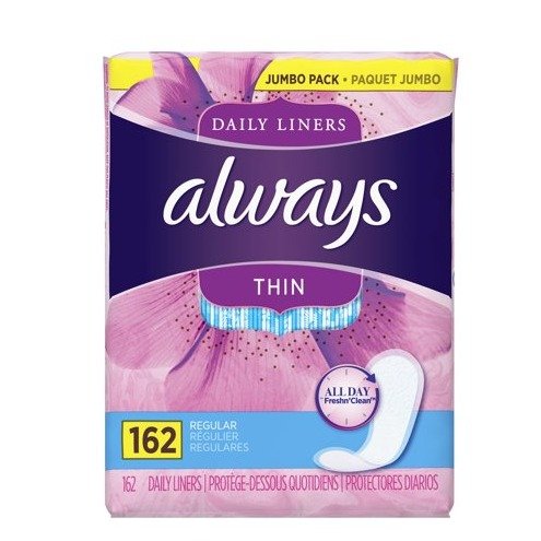 Thin Daily Liners, Unscented, Wrapped, Regular, 162 Count