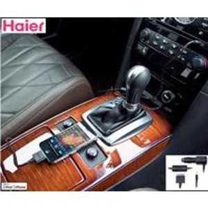 Haier Audio Apple Certified Car Charger with Built-in 3.5MM Aux-Input