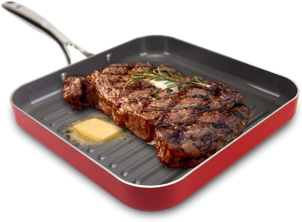 EaZy MealZ 10.5" Square Aluminum Grill Pan with Nonstick Surface