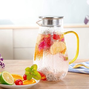 HIHUOS 1.6 Liters Glass Water Pitcher