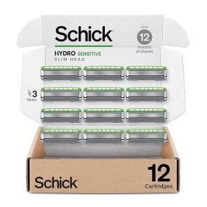 SchickHydro Slim Head Sensitive Refills —Razor Refills for Men, Men’s Razor Refills, 12 Count