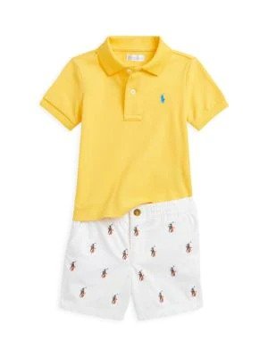 Baby Boy's 2-Piece Mesh Polo & Chino Shorts Set