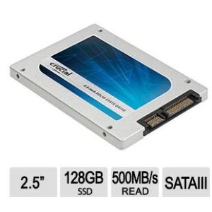 Crucial MX100 Series 128GB SSD - 2.5" Form Factor, SATA III, AES-256 Encryption, 20nm MLC NAND Flash - CT128MX100SSD1