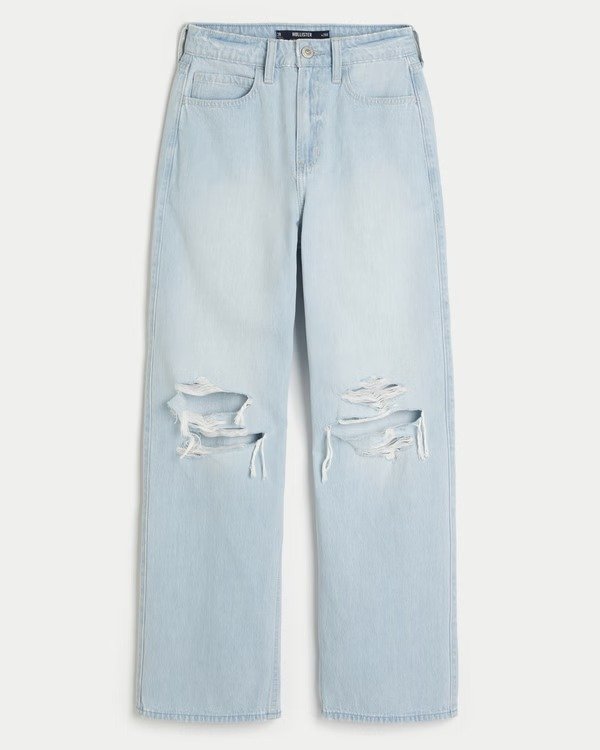 Ultra High-Rise Ripped Light Wash Baggy Jeans