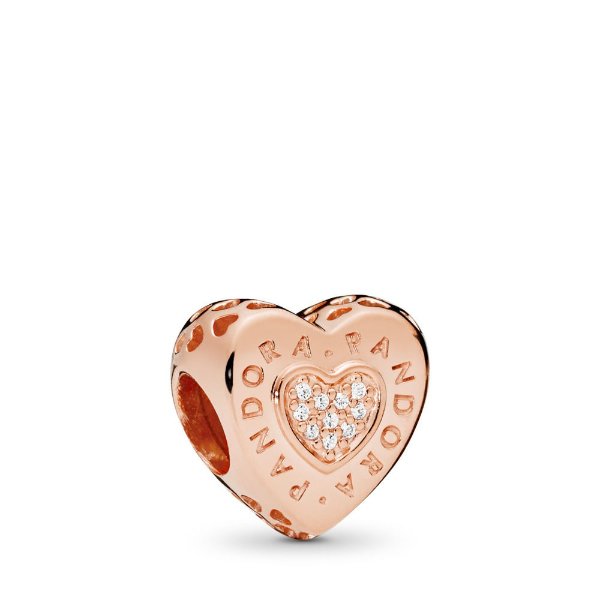 Signature Heart Charm,Rose™ & Clear CZ