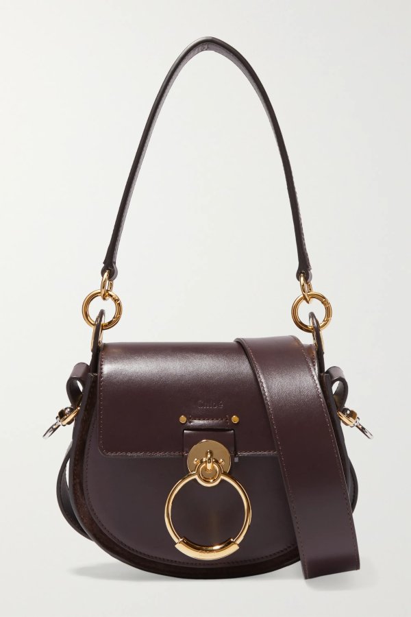 Tess small leather and suede shoulder bag