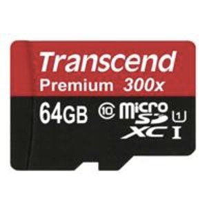Transcend 64GB MicroSDXC Class10 UHS-1 Memory Card with Adapter 45 MB/s (TS64GUSDU1E)