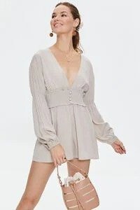 Plunging Ruffled Smocked Romper