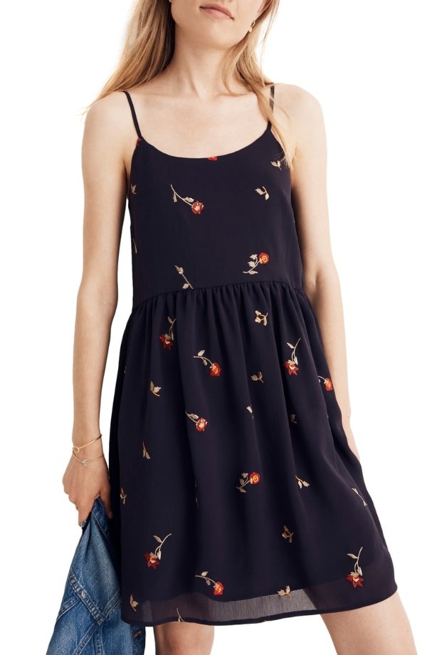 Embroidered Babydoll Camisole Dress