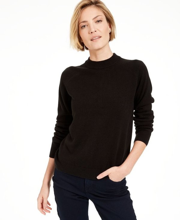 Luxsoft Zip-Back Mock-Neck Sweater, Created for Macy's