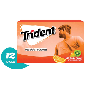 Trident Tropical Twist Flavor Sugar Free Gum—12 Packs (168 Pieces Total)