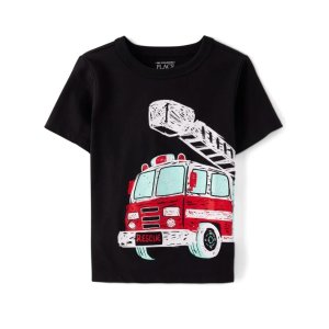 The Children's PlaceBOGO 50% OffBaby And Toddler Boys Fire Truck Graphic Tee - black